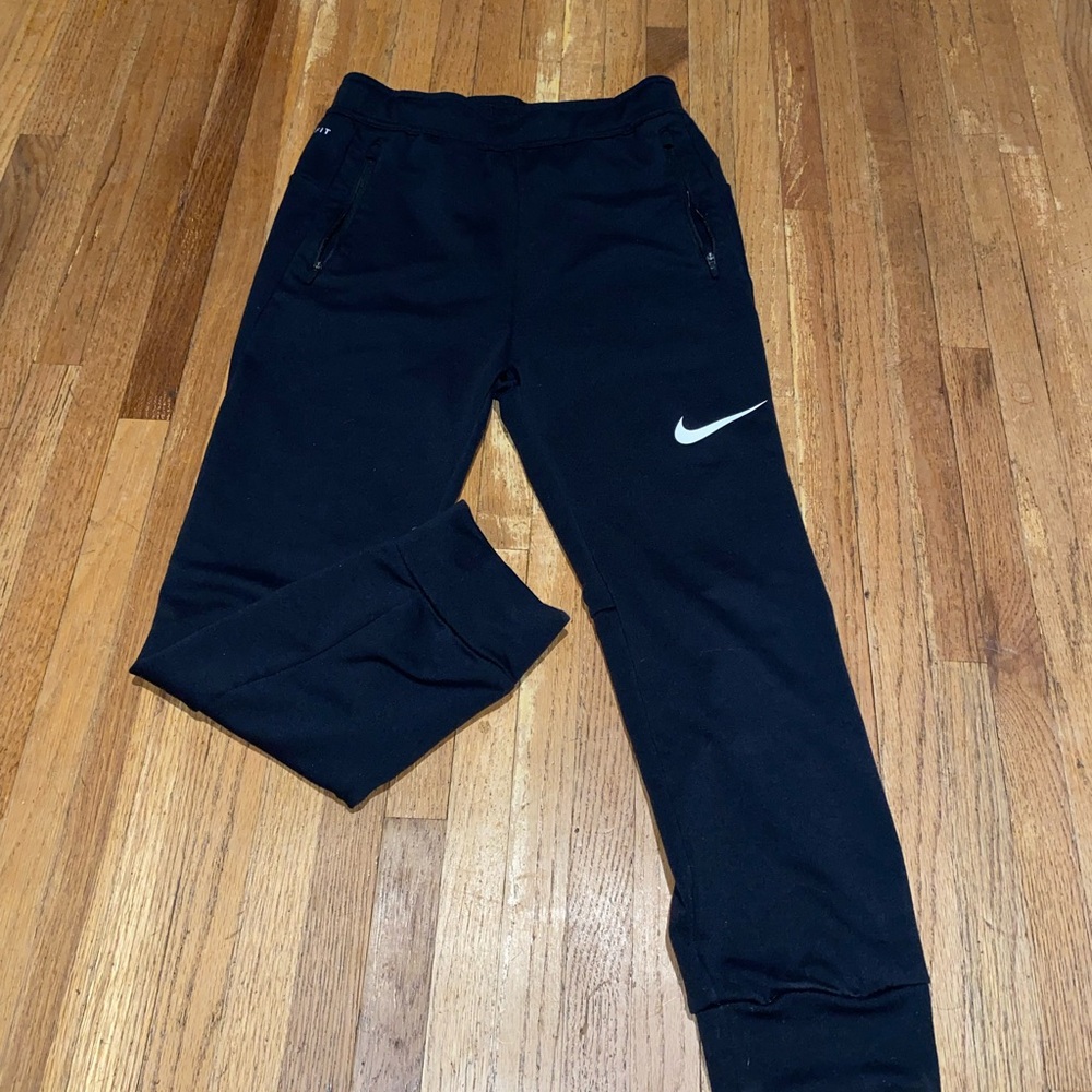 Nike Kids Black Sweatpants with White Logo